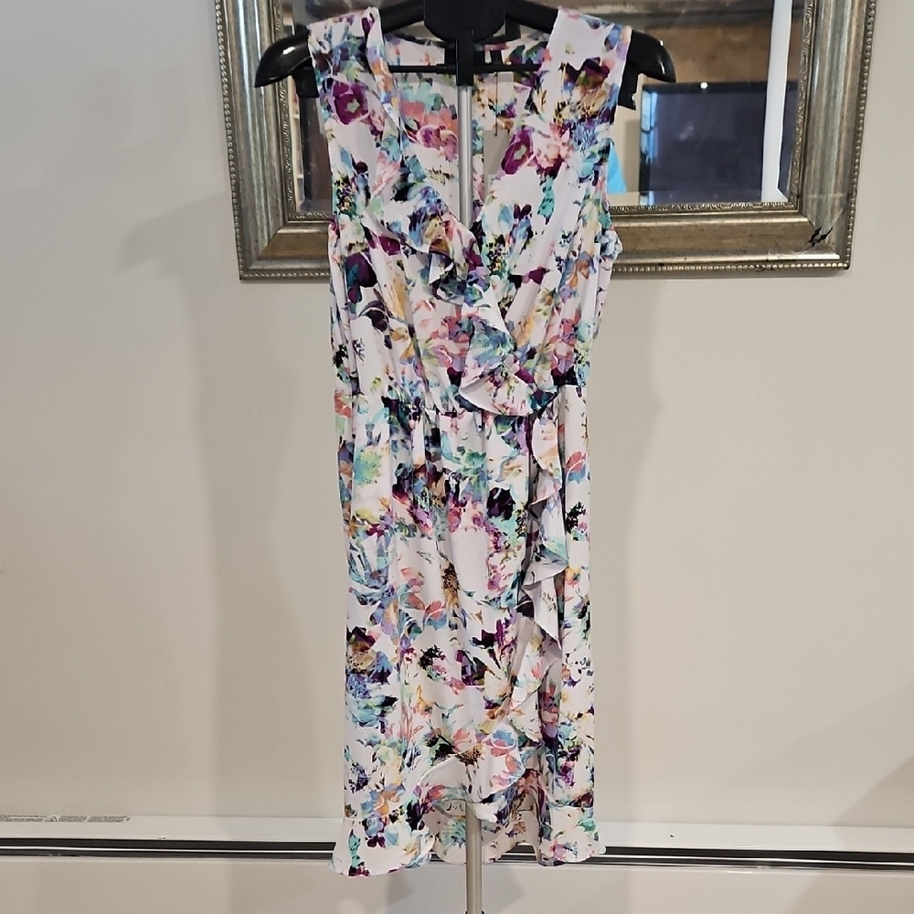 Apt. 9 Pink and Blue V-Neck Wrap Midi Dress